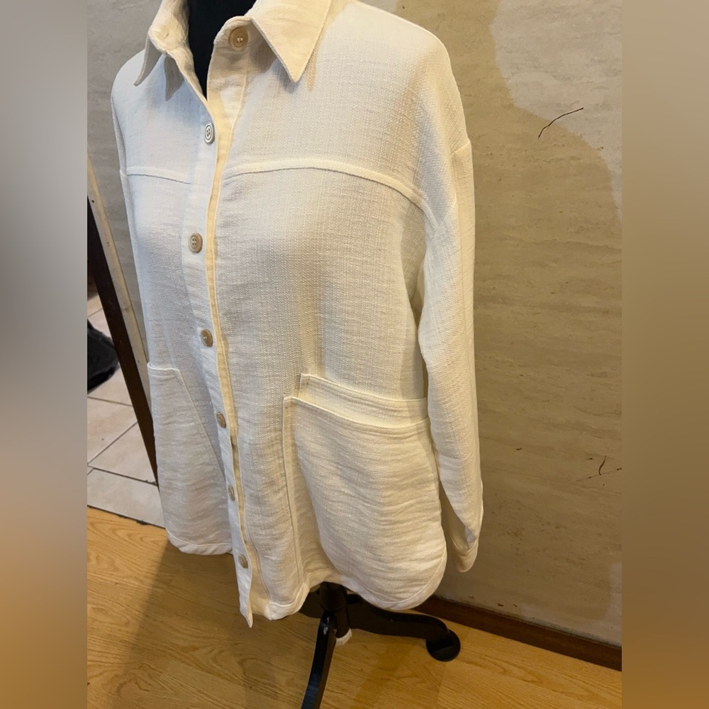 NWT- Zara off-white rustic overshirt - Picture 4 of 13